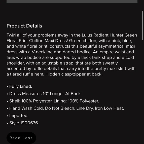 NWT Lulus Radiant Hunter Green Floral Print Chiffon Maxi Dress - Picture 6 of 12